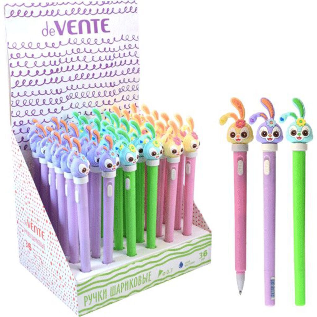 Ручка шариковая "deVENTE. Honey Bunny"" d=0,7 мм, с LED-подсветкой, синяя, кор. ассорти