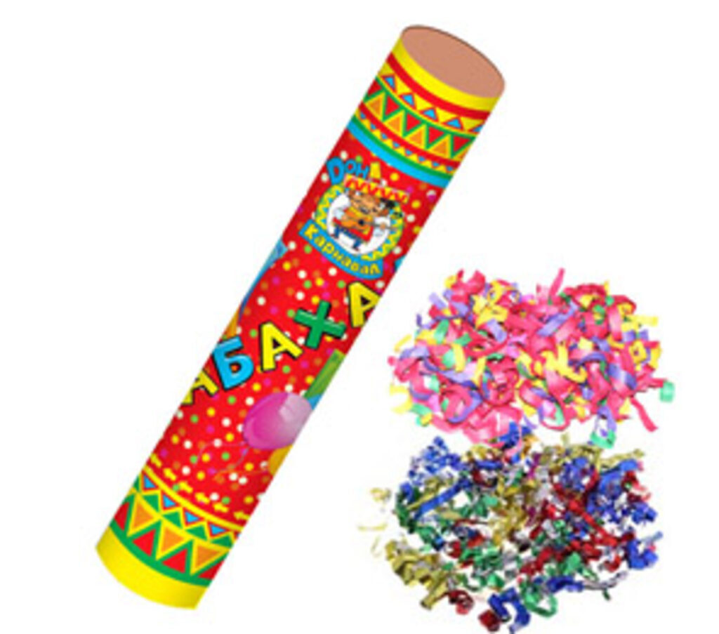 Хлопушка пневматическая "Бабахалка" 15см фольга и серпантин