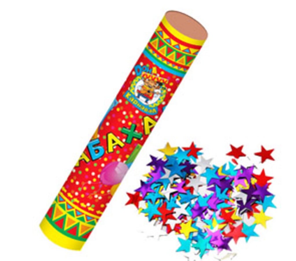 Хлопушка пневматическая "Бабахалка" 40см звезды. фольга