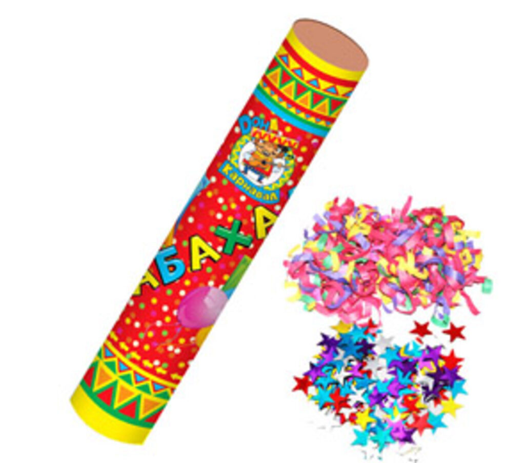 Хлопушка пневматическая "Бабахалка" 40см звезды, серпантин, фольга и бумага