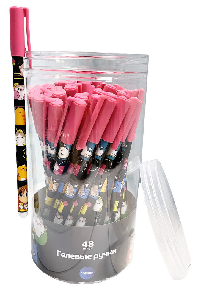 Ручка гелевая "Каваи. Девочка с котиками" синяя, 0,5мм, софт-тач