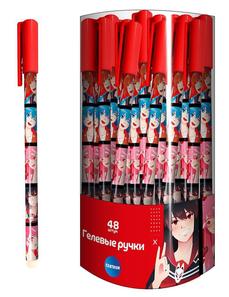 Ручка гелевая "Аниме. Подружки" синяя, 0,5мм, софт-тач