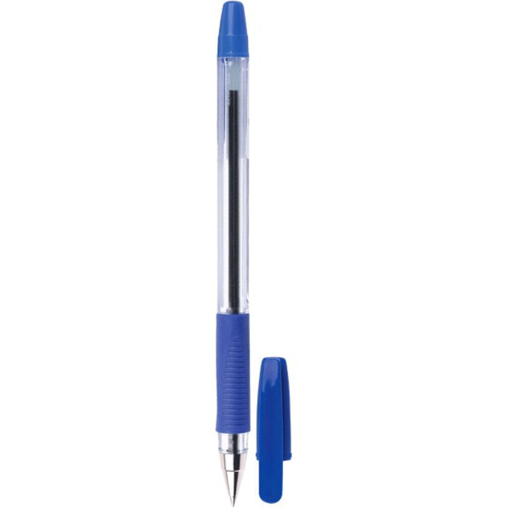 Ручка шар. Attomex " Aviator" 0,7мм, синяя, прозрачный корпус с каучук.держателем