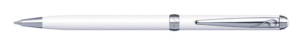 Ручка подарочная шариковая PIERRE CARDIN SLIM, корпус белый, латунь,сталь и хром