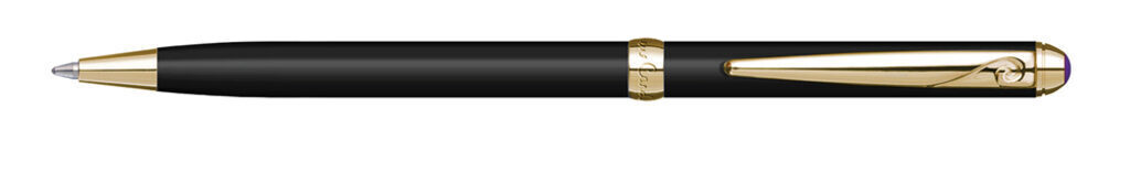 Ручка подарочная шариковая PIERRE CARDIN SLIM, корпус черный, латунь,сталь и позолота