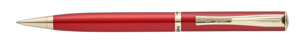Ручка подарочная шариковая PIERRE CARDIN Eco, корпус латунь красный металл. Дизайн-сталь и позолота.