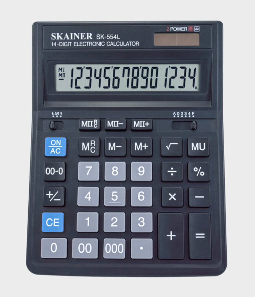 Калькулятор  14 разр. Skainer настольный проф. двойное питание, черный (аналог SDC-554)