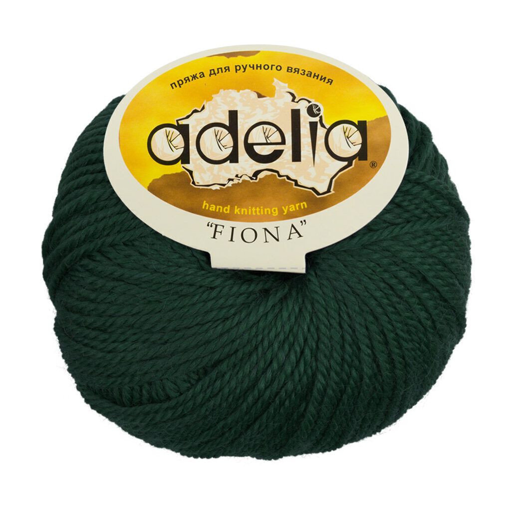 Пряжа 90 м ± 3 м , 50гр  50% шерсть, 50% акрил  ADELIA "FIONA" т. зеленый
