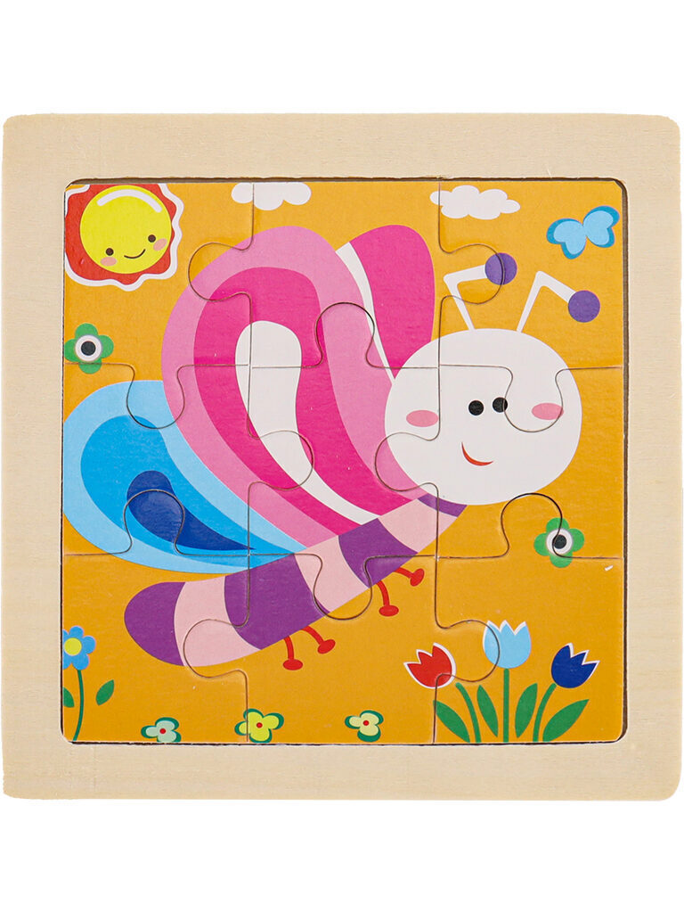 Пазл-рамка деревянная 9 элементов 11*11см "Бабочка"