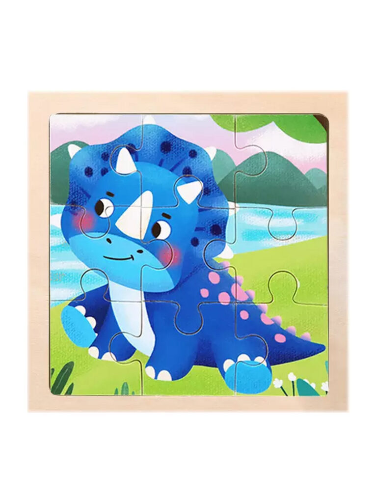 Пазл-рамка деревянная 9 элементов 11*11см "Динозаврик"
