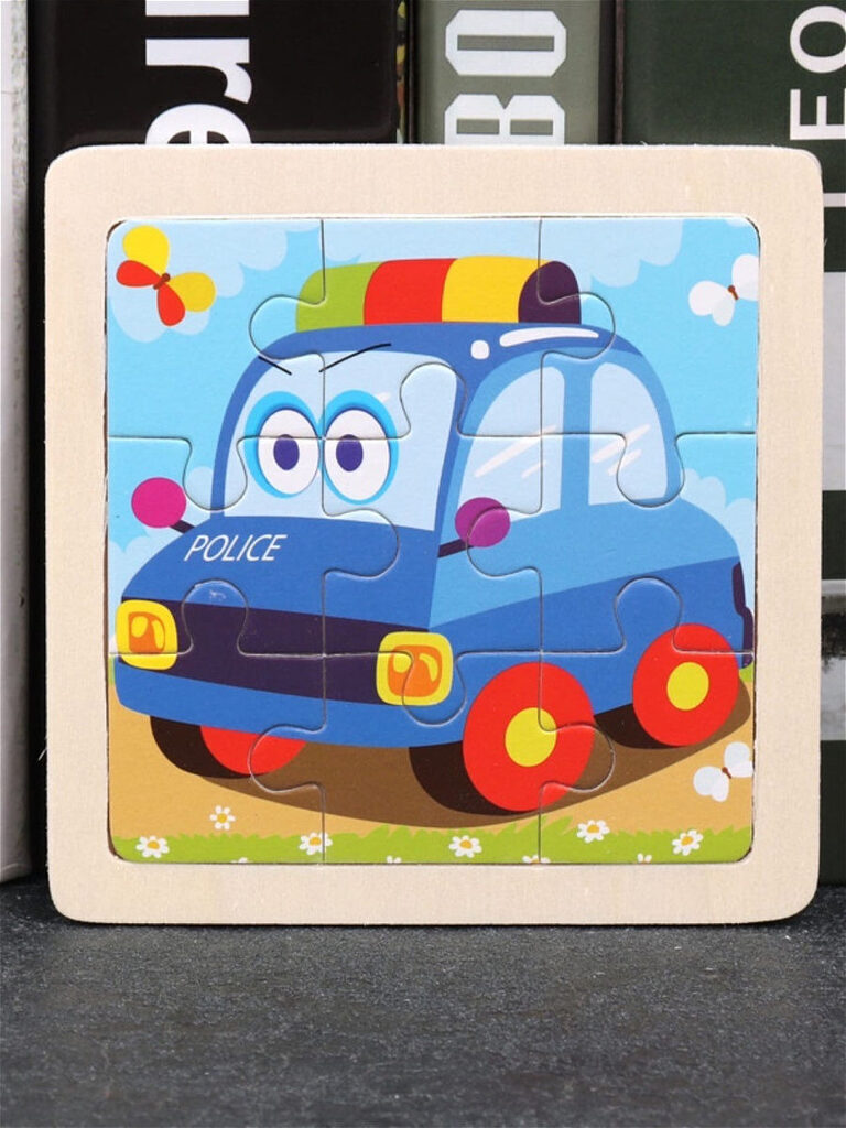 Пазл-рамка деревянная 9 элементов 11*11см "Машинка"