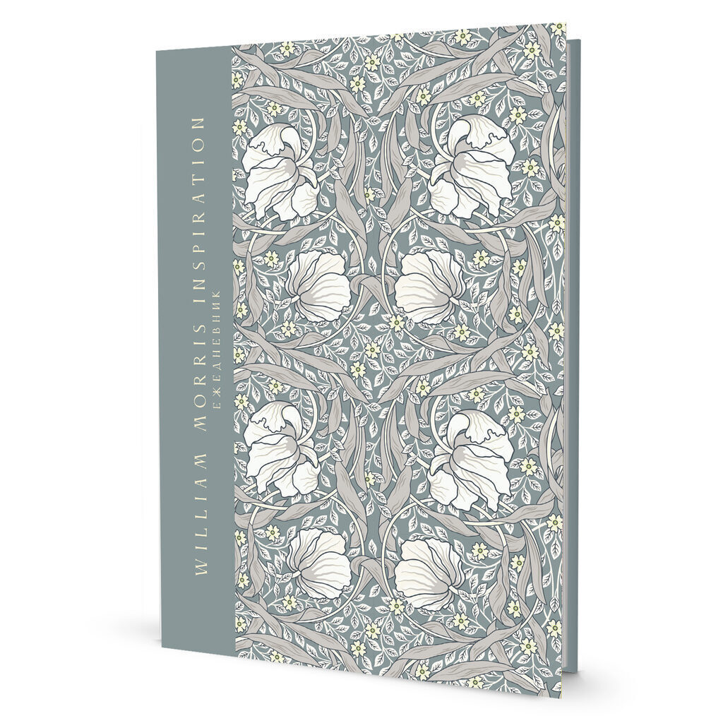 Ежедневник William Morris Inspiration А5 7БЦ  64л "Мятная с белыми цветами" ляссе