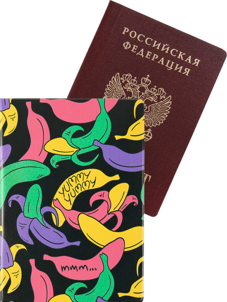 Обложка для паспорта "Бананы" ПВХ slim