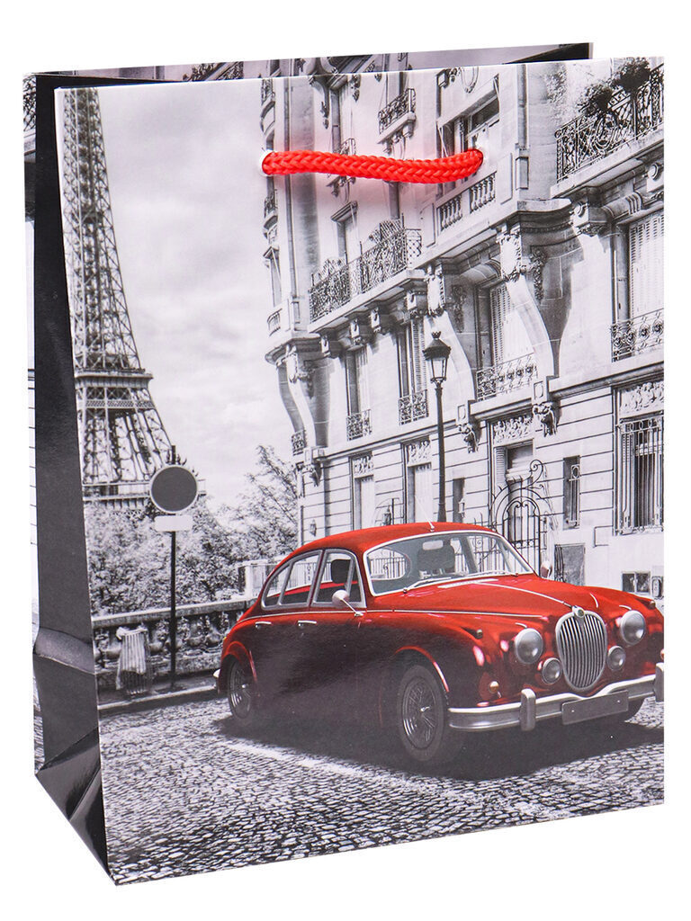 Пакет подар. бумажн. 11*14*6 см, 128 гр/м "Красная машина в Париже"