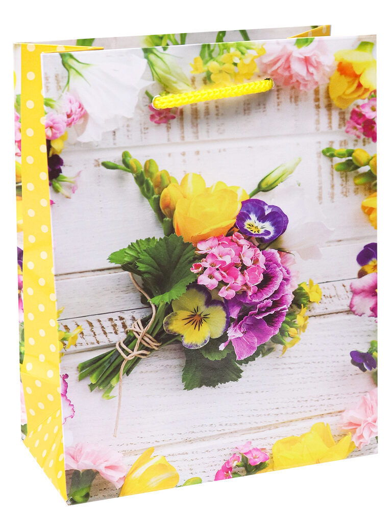 Пакет подар. бумажн. 11*14*6 см, 128 гр/м "Нежная цветочная композиция"