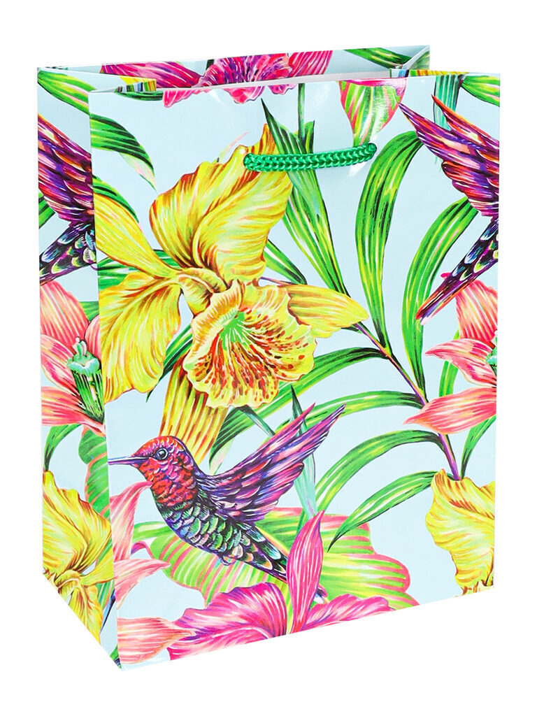 Пакет подар. бумажн. 11*14*6 см, 128 гр/м "Колибри в тропиках"