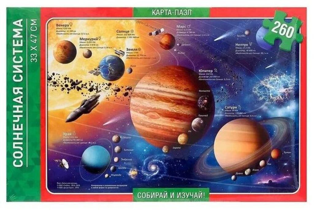 Пазл-карта  260 элементов  470*330мм.  "Солнечная система"