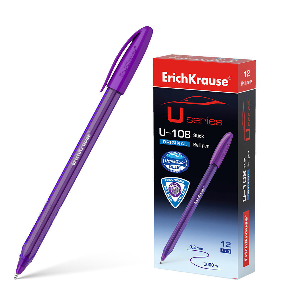 Ручка шар. ЕК ULTRA GLIDE ORIGINAL STICK U-108 фиолетовая,1мм, тонир.корп.1мм