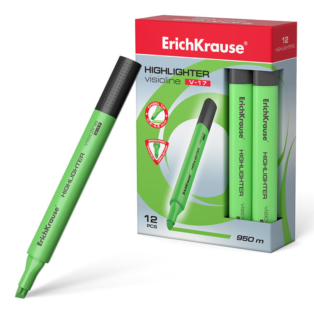 Текстовыделитель EK Visioline V-17, 0,6 - 4,5мм, зеленый, трехгр.формы