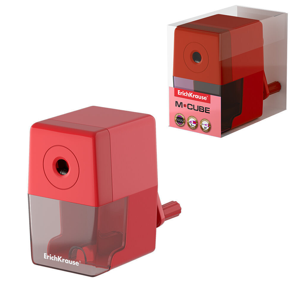 Точилка механическая M-Cube с контейнером, красная