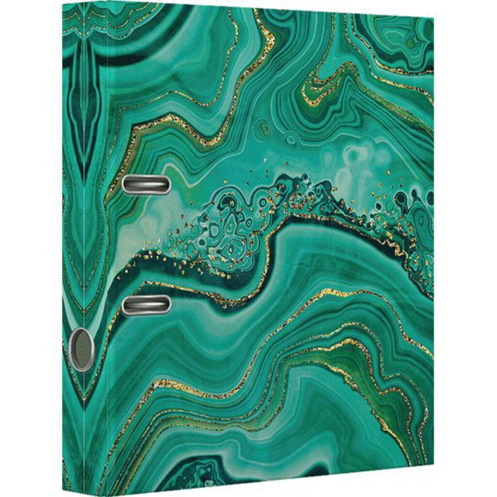 Регистратор А4  75мм  Marble,  картон , изумрудный