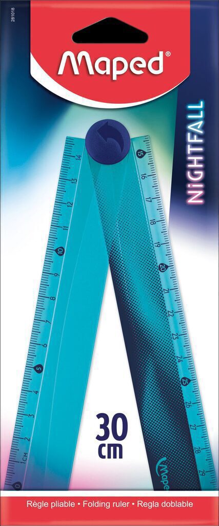 Линейка 15-30 см, NIGHTFALL , складная, полупрозрачная, декорированная