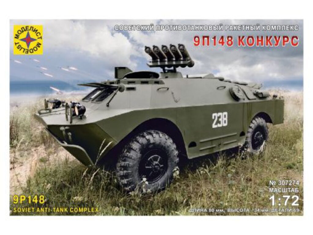 Модель сборная Советская боевая машина противотанкового комплекса 9П148 "Конкурс" масшт.1:72