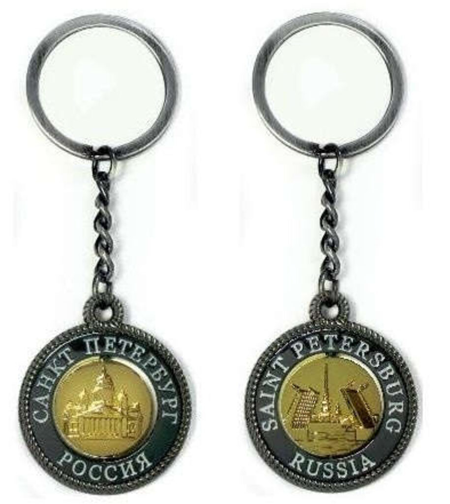 Брелок-канат метал. Исаакиевский собор.-Разводной мост чр. жемчуг