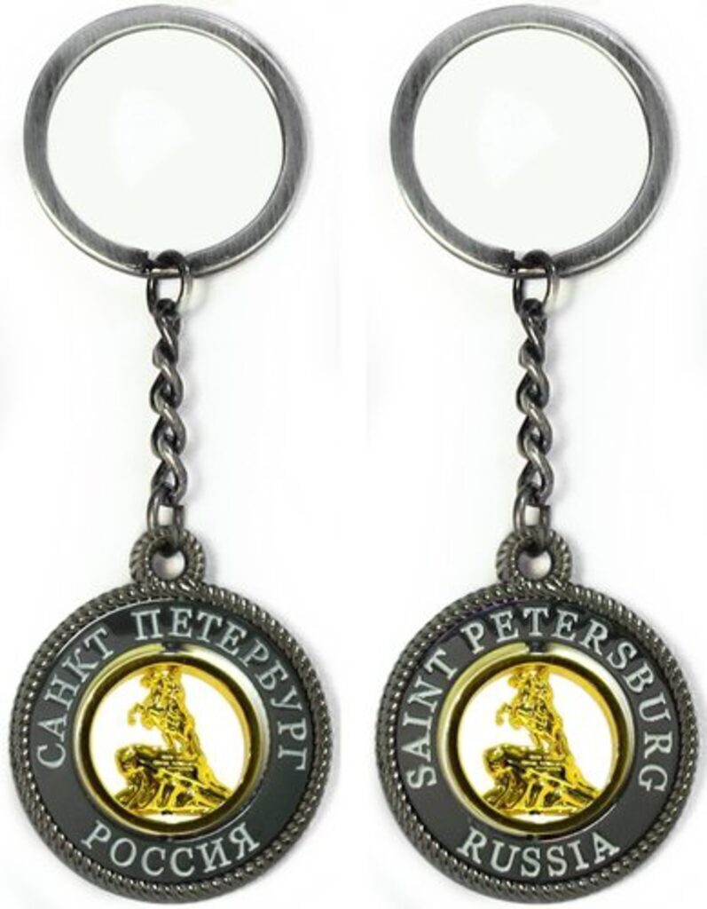 Брелок-канат метал. Памятник Петру I "Медный всадник чр. жемчуг