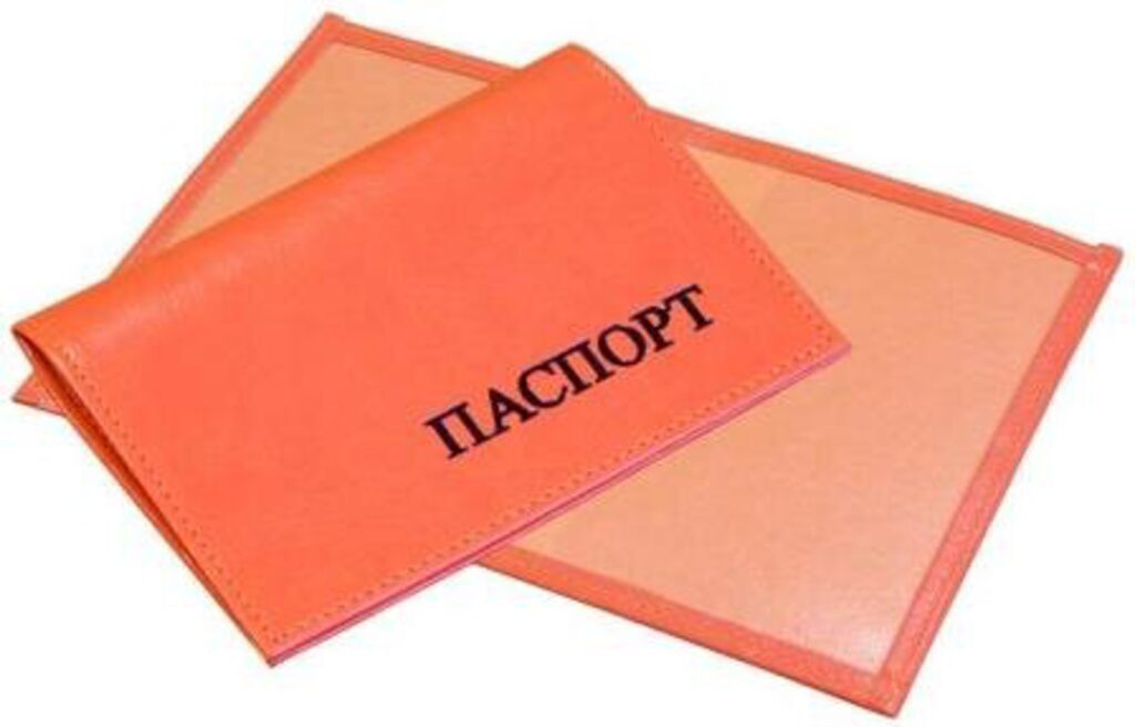 Обложка для паспорта из к/з с карм.из пласт,оранжевая