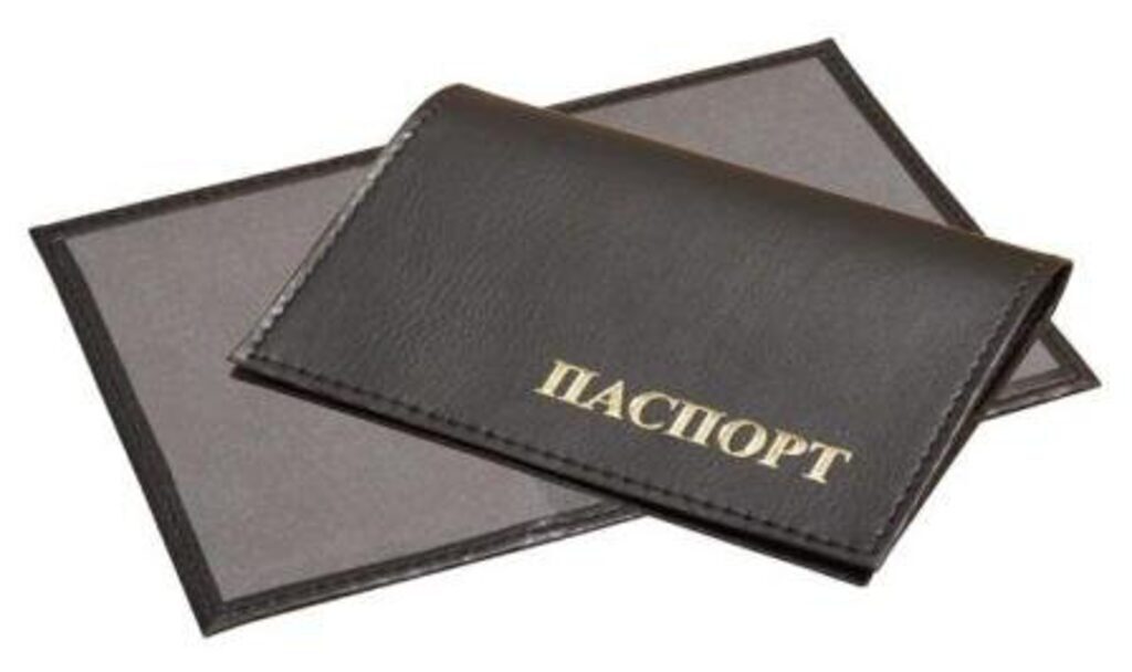 Обложка для паспорта из к/з с карм.из пласт,черная, серая