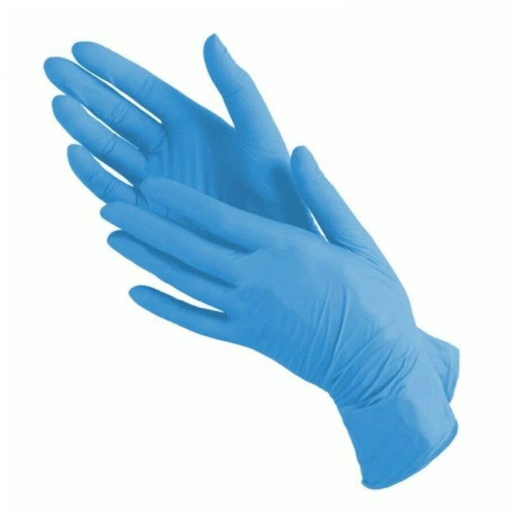 Перчатки нитриловые неопудренные L нестерильные уп.100шт., голубые