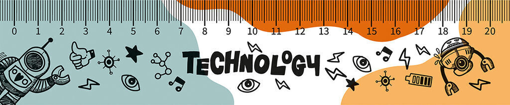 Закладка с линейкой 20см, "Techno"