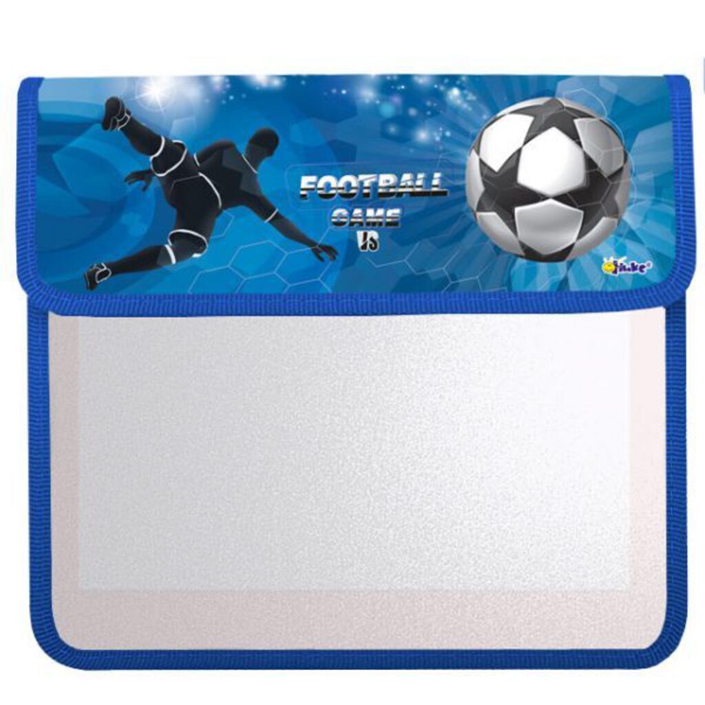 Папка д/тетрад. А5 (240*205*75) 2отд. на липучке, ламинат "Футбол на синем"