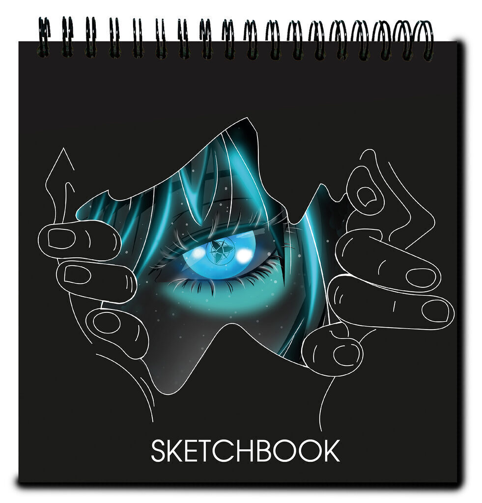Скетчбук 190*190мм  48л., гребень,  90гр/м2, "Аниме Глаз" жёсткая подложка