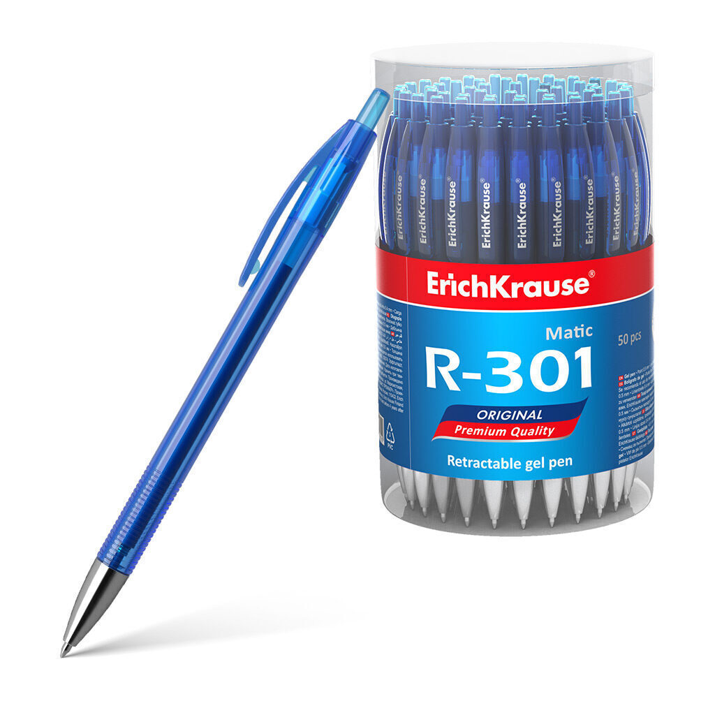 Ручка гелевая EK R-301 ORIGINAL Gel Matic 0,5мм синяя, автомат.