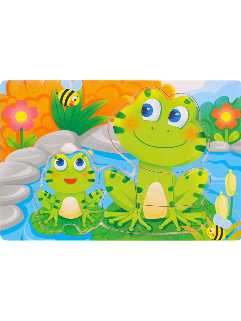 Пазл-рамка деревянная  22*15см "Лягушки на озере"