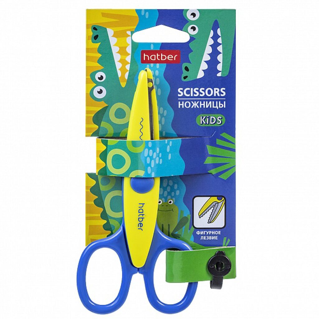 Ножницы  фигурные  Hatber Кроко 13,5см,  сталь