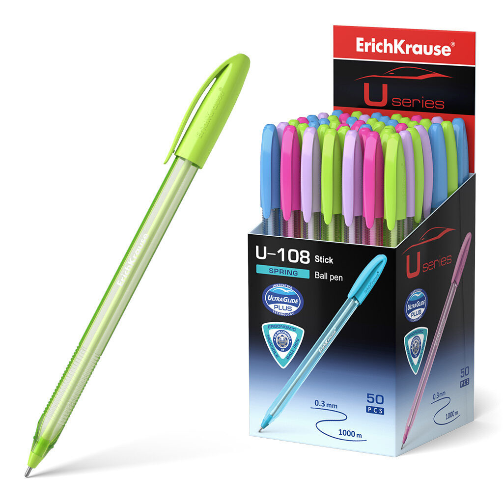 Ручка шар. ЕК ULTRA GLIDE U-108 Spring Stick синяя,1мм