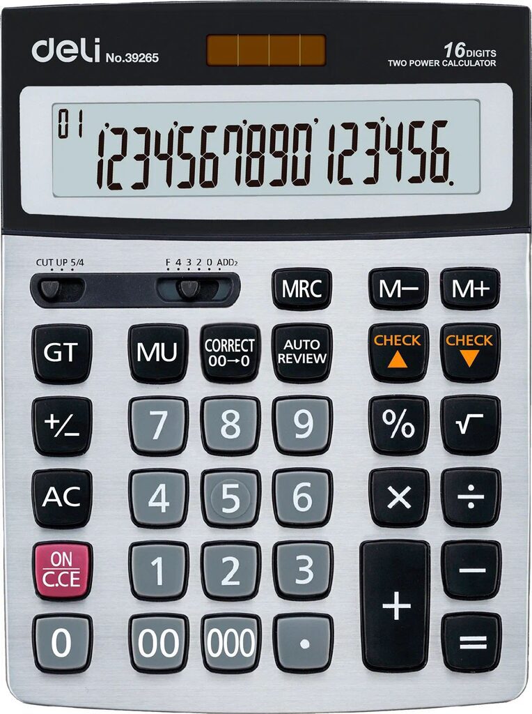 Калькулятор  16 разр. Deli  настольный, серый