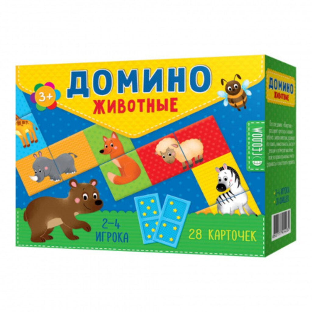 Домино детское "Животные" 28 фишек, 3+