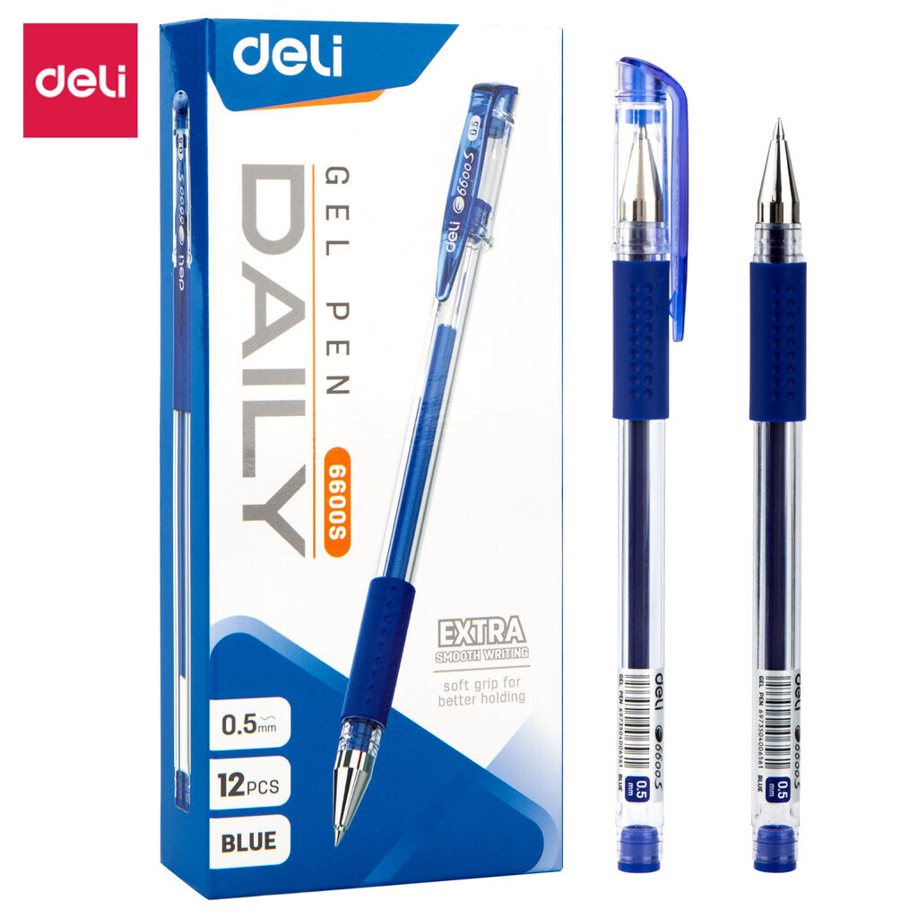 Ручка гелевая Deli Daily   0,5мм синяя резиновая манжета
