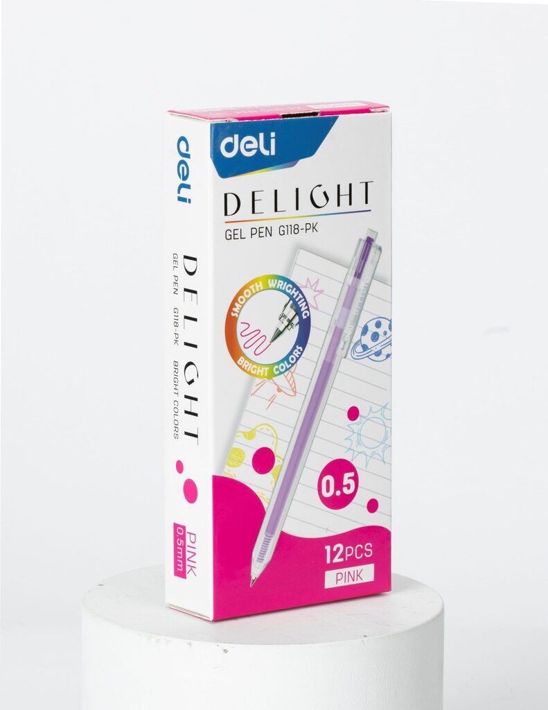 Ручка гелевая Deli Delight   0,5мм розовая, прозрачный корпус