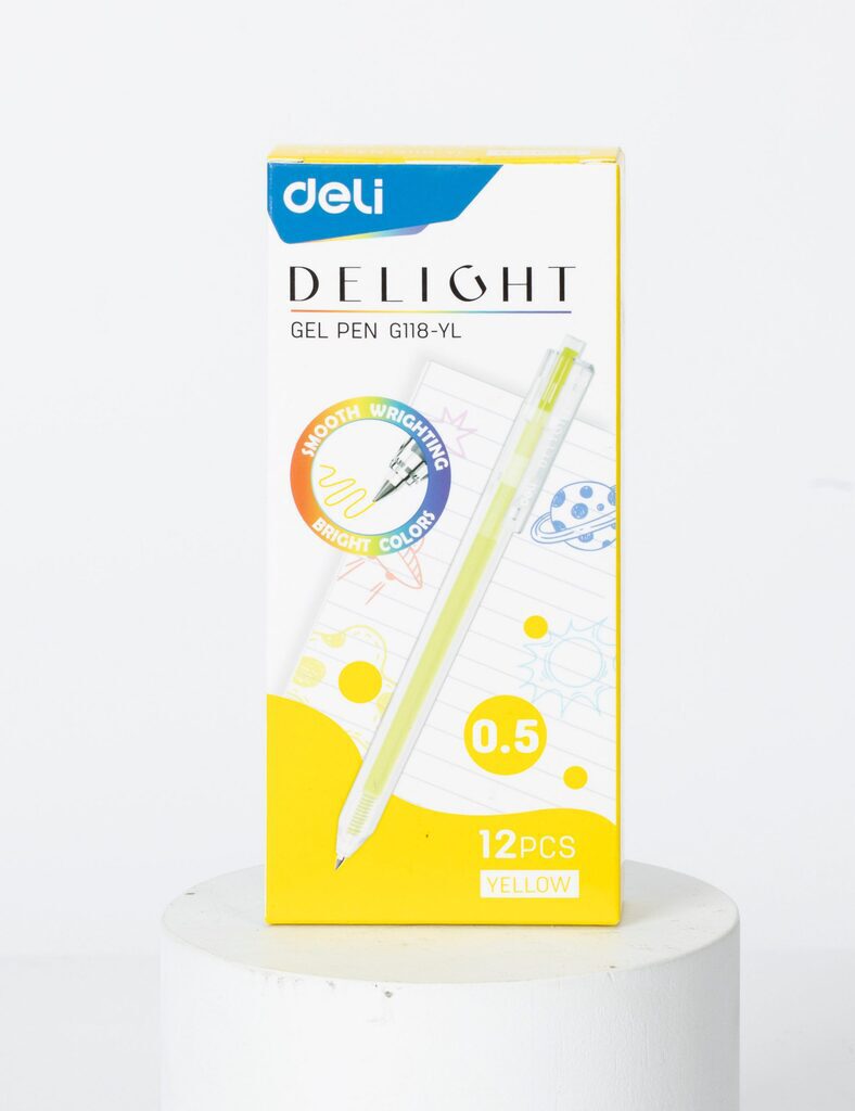 Ручка гелевая Deli Delight   0,5мм желтая, прозрачный корпус