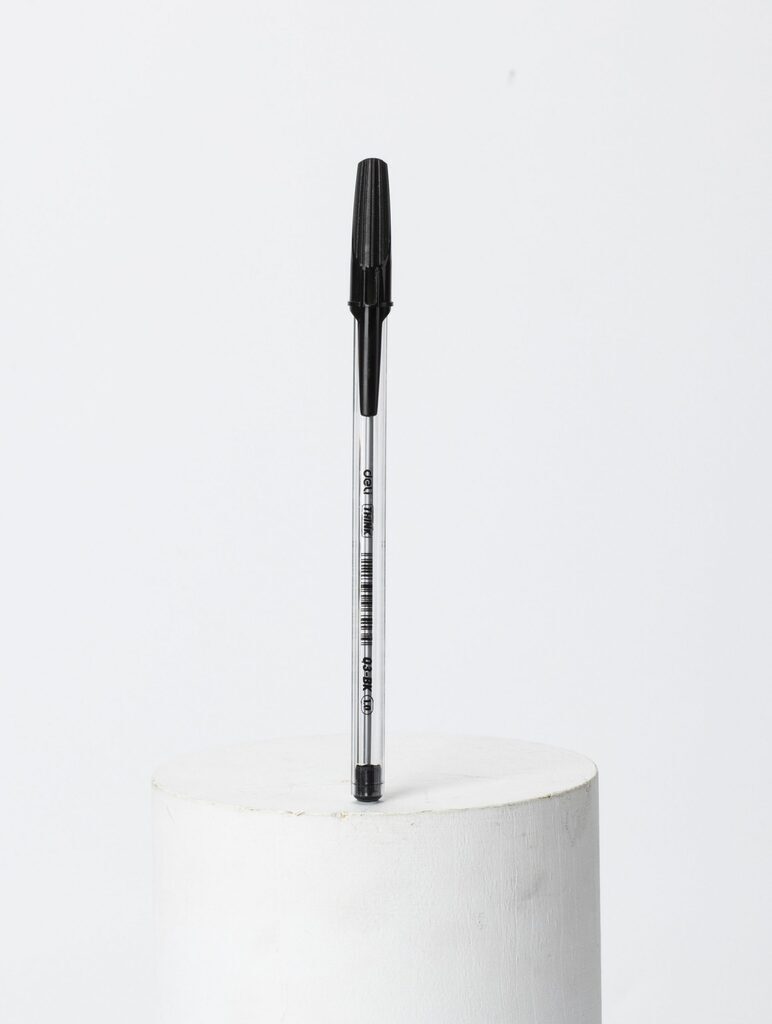 Ручка шар. Deli  черная, 1,0мм, прозрачный корпус