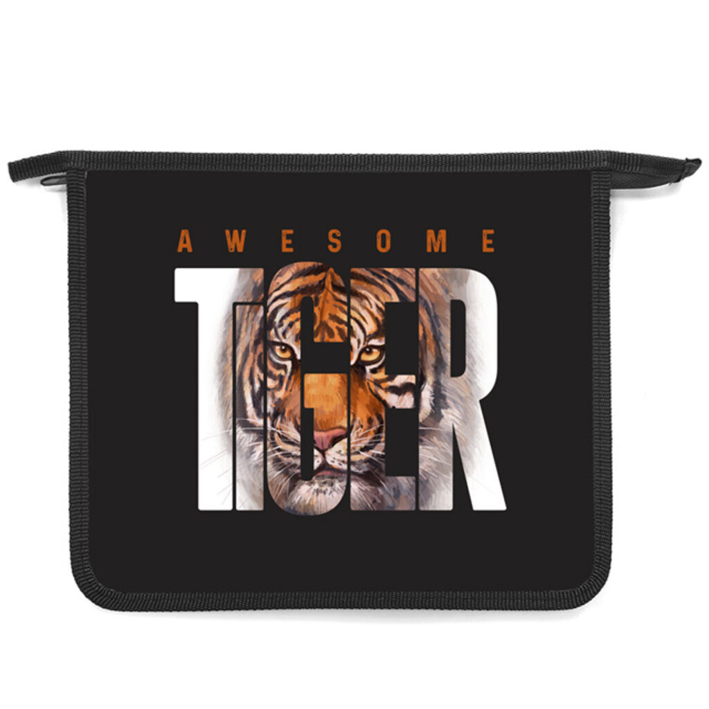 Папка д/тетрад. А5 (240*205*45) 1отд. молния сверху, пластик "Tiger" диз.с двух сторон