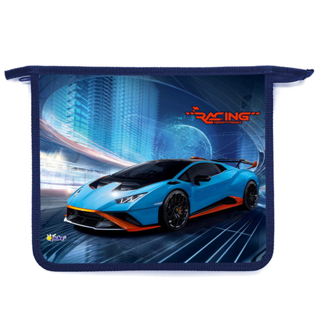 Папка д/тетрад. А5 (240*205*45) 1отд. молния сверху, пластик "Racing car" диз.с двух сторон