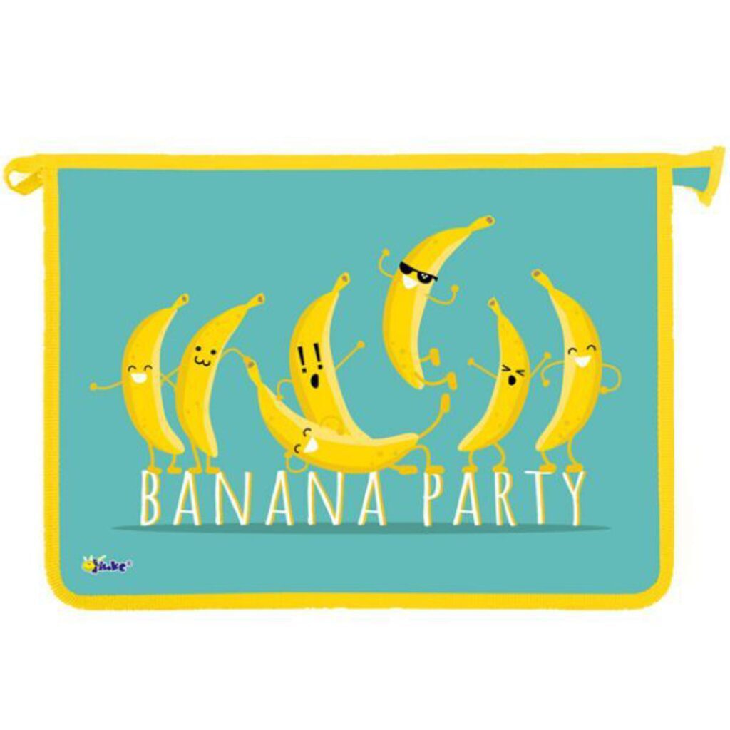 Папка д/тетрад. А4 (340*240*45) молния сверху, пластик "Banana party" диз. с двух сторон