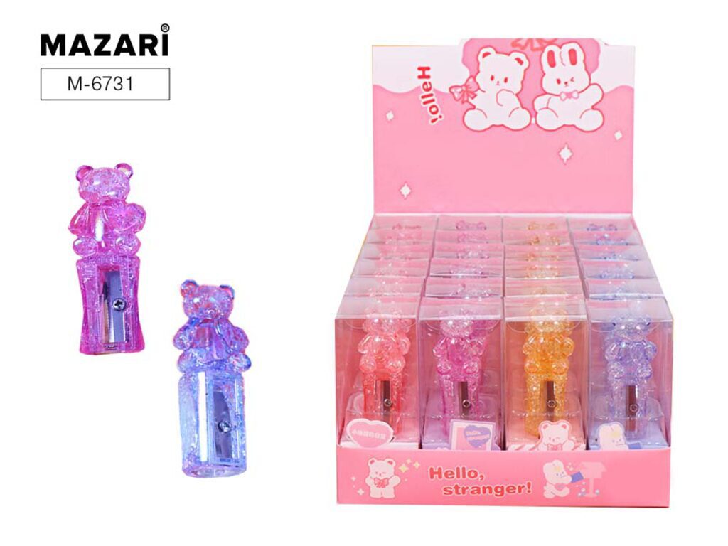 Точилка пласт. 1 отв. "Bear" 4 цв.