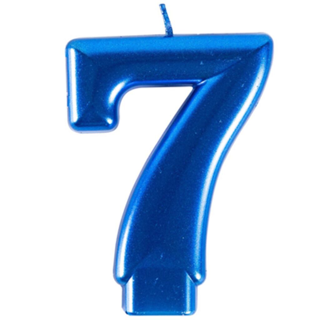 Свеча-цифра "7" Синяя, 8см
